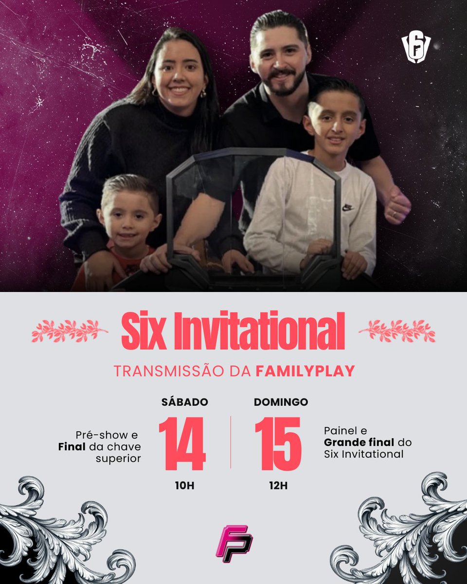🚨 Invitation 2026 é na FamilyPlay!

O Rainbow Six Invitation tá chegando na reta final, e a FamilyPlay vai transmitir com vocês!
🗓 Sábado e Domingo
📺 Ao vivo na Twitch e no YouTube
Cola na live e vem torcer com a gente!

#rainbowsixsiege #r6siege #rainbow6siege #familyplay