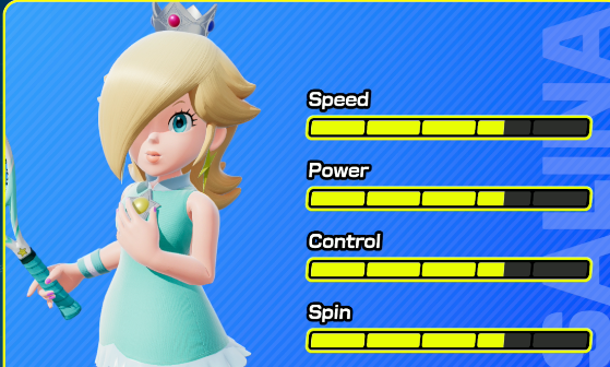 TCNick3's tweet image. i was so happy thinking daisy got some love in mario tennis... but then i see her stats 😭😭