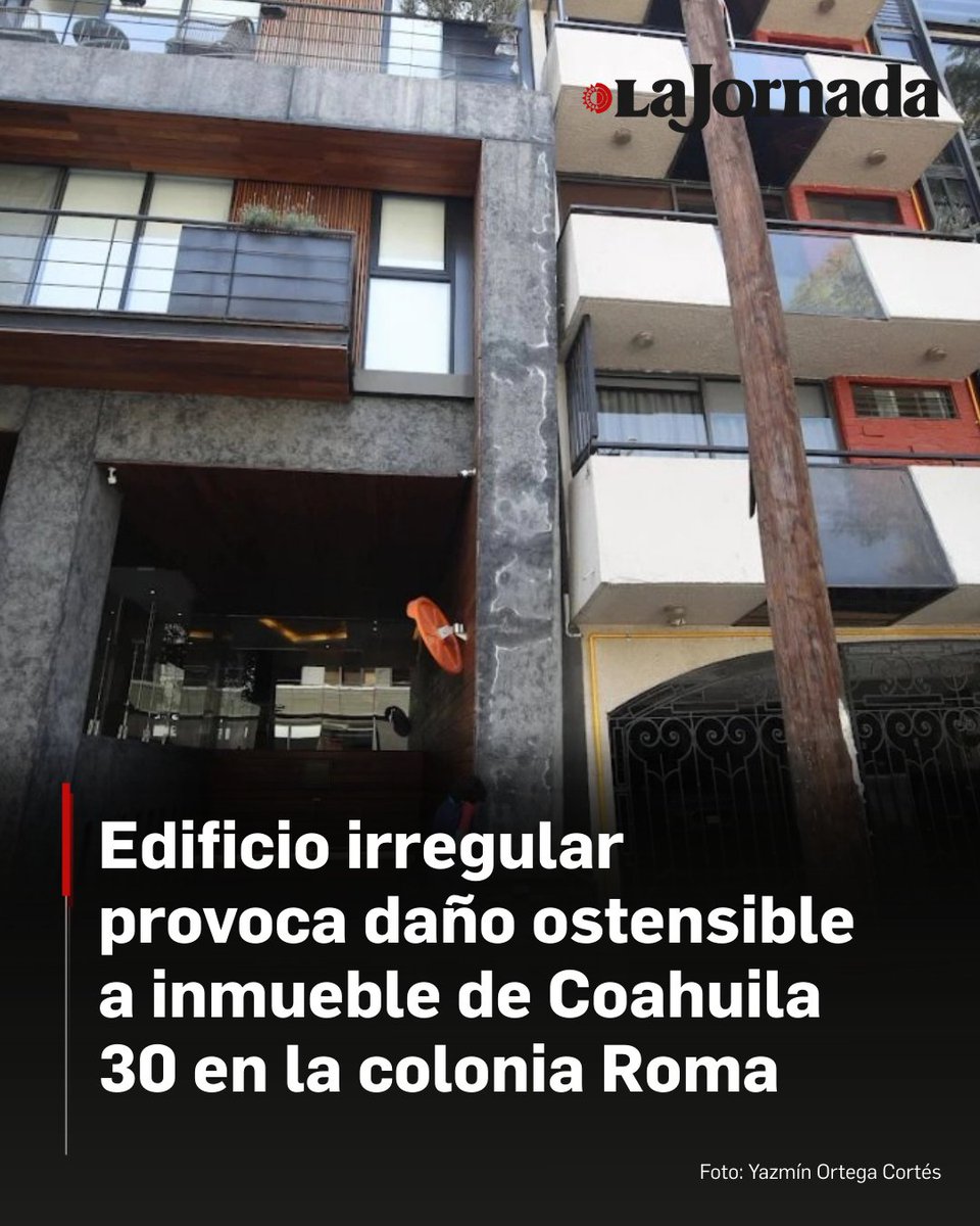 Con un desplome de 34 centímetros –más del doble de lo permitido por el Reglamento de Construcciones– el edificio en la calle Coahuila número 30, en la colonia Roma, enfrenta un riesgo estructural que se ha agudizado sin que la inmobiliaria colindante, GDC Desarrollos, asuma