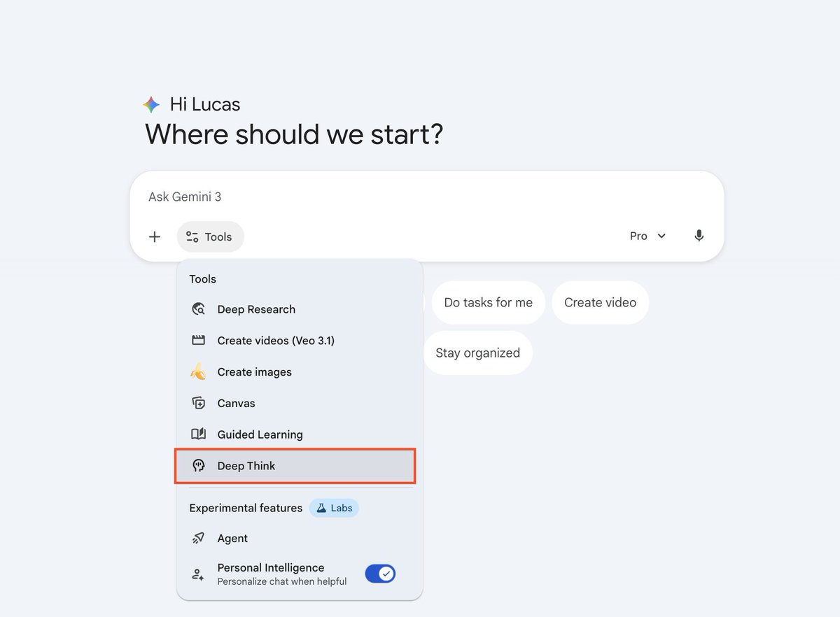 Ready to try the updated Gemini 3 Deep Think?

Google AI Ultra users can go to gemini.google or open the app, then select the "Deep Think" option in the tools menu to get started.