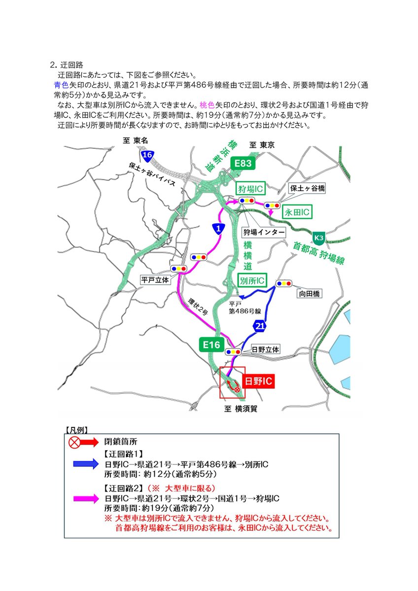 お知らせ：夜間閉鎖】 本日の #日野IC の #夜間閉鎖 は、予定通り実施