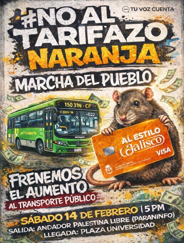 Desde Morena Jalisco alzamos la voz frente a un gobierno que sigue castigando el bolsillo de las familias.

El aumento al transporte público es un abuso.
La movilidad es un derecho, no un negocio.

Este sábado marchamos para defender al pueblo y frenar el tarifazo.

La