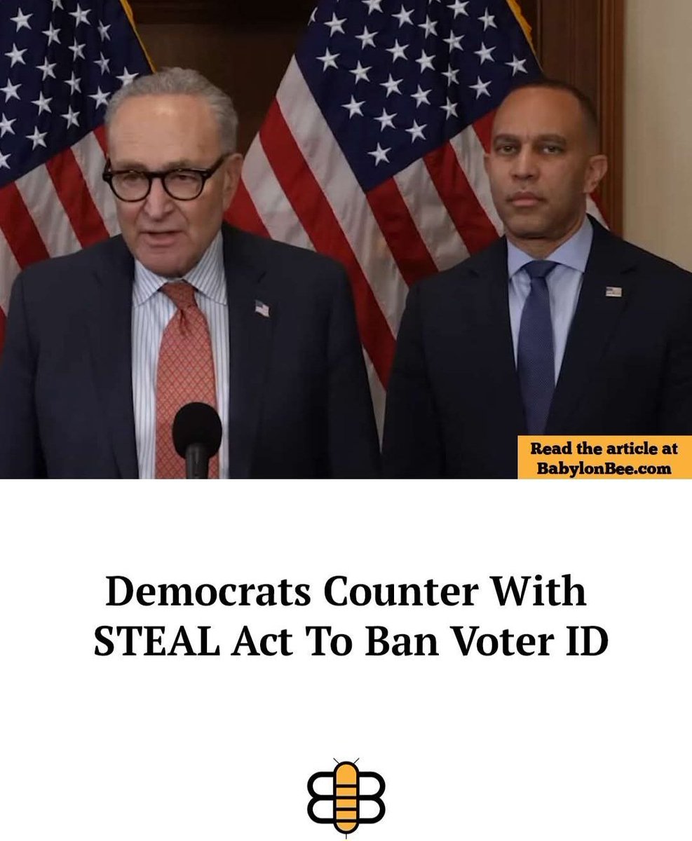 Democrats are at it again, pushing their so-called "STEAL Act" to ban voter ID nationwide. They have no limit to how far they will go to steal elections from the will of the people. That's just who they are. 

#VoterID 
#ElectionIntegrity