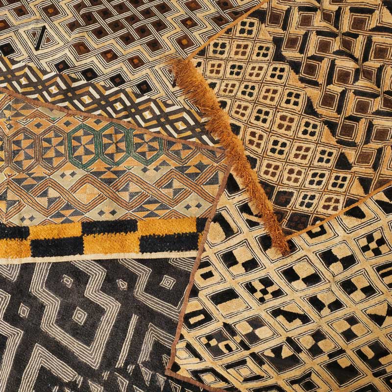 NEW アフリカ民族布 クバ王国のラフィア布 ラフィア椰子の繊維から作