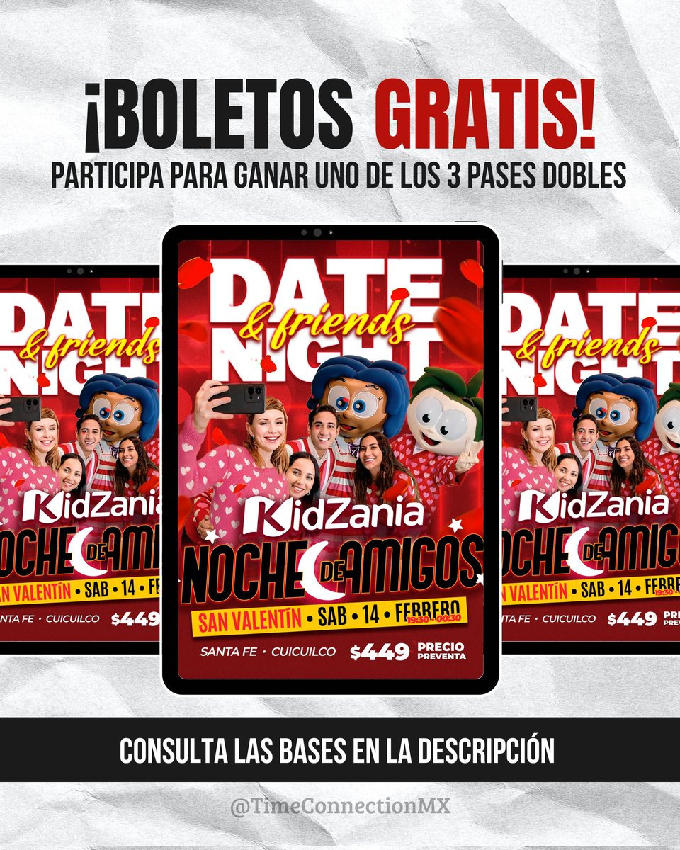 🚨🤩 14 de febrero con tu persona favorita en KidZania GRATIS 🤩🚨

- Dale ❤️
- Síguenos y sigue a <a href="/KidZaniaMexico/">KidZania México</a>
- Comenta a quién llevarías
- Envíanos por MENSAJE PRIVADO tu nombre completo y la sede a la que te gustaría asistir (Santa Fe, Cuicuilco o Monterrey).

#giveaway