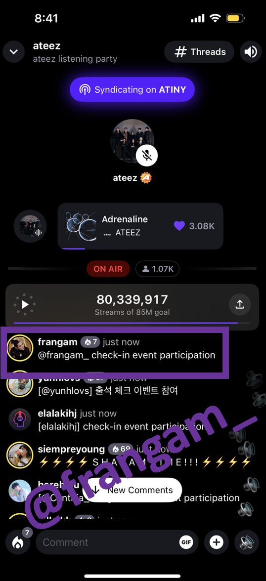 frangam_'s tweet photo. stationhead check-in 260212 🎧🏴‍☠️

#ATEEZ #에이티즈 #GOLDENHOUR #GOLDENHOUR_Part4 #Adrenaline #AdrenalineListeningParty https://t.co/6TCpxQ2Uez