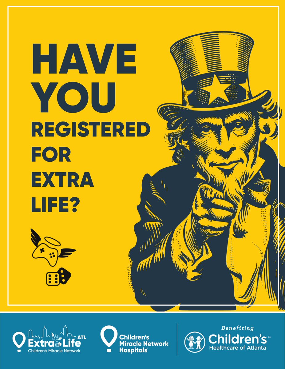 February means tabletop season is coming 
If you’re not signed up for Extra Life yet, now’s the time.
🎮 Stream Team
 🎲 Local events
 🎤 Major cons
However you game, you can make an impact for <a href="/childrensatl/">Children's</a> 

#ExtraLifeATL #GamingForGood #CMN