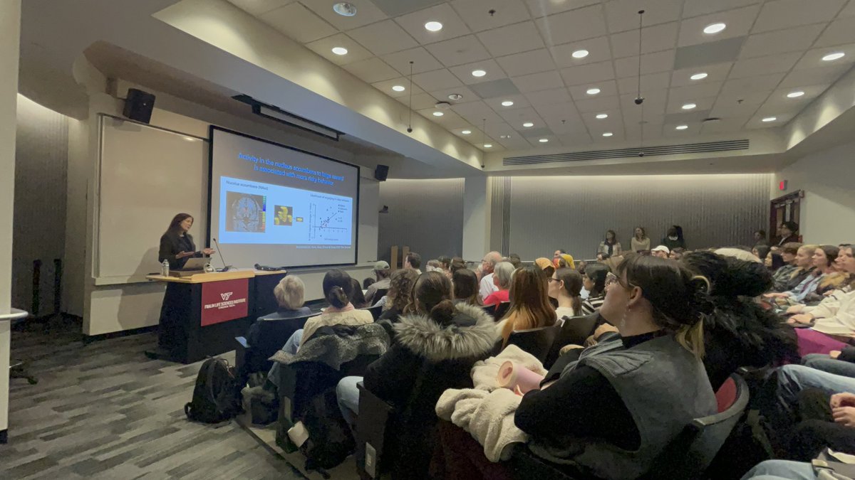 JennyOrzolek's tweet photo. Standing room only tonight for the J. Mark Sowers Distinguished Lecture in @VT_Science featuring Dr. BJ Casey! A fascinating look at neuroscience, the law &amp; the adolescent brain. Grateful to Mark &amp; Debi Sowers for making it possible. #whatsyourscience #thisishome @KevinTPitts https://t.co/NubyQvTKJM