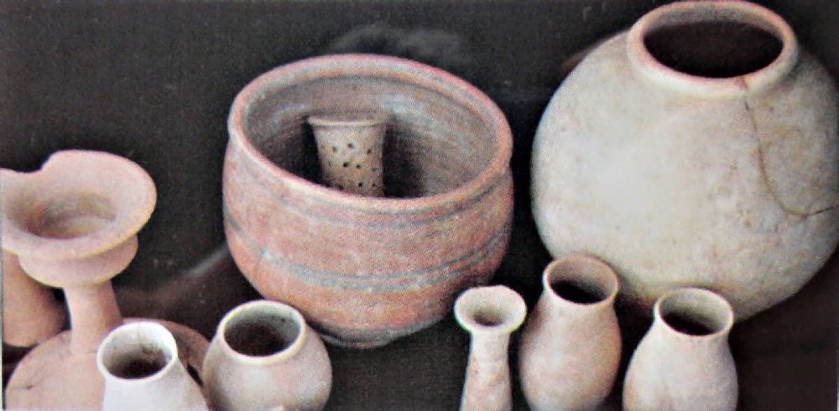 MumukshuSavitri's tweet photo. This is incorrect. Indians were making paneer millennia before the Portuguese language even existed. For God’s sake please educate yourself. 

Indians were making soft cheeses like paneer over 4400 years ago by using perforated vessels placed inside a big pot like the ones pictured from Rakhigarhi (2300 BCE) to filter out whey from boiled milk. The study “Compound specific isotope analysis of lipid residues provides the earliest direct evidence of dairy product processing in South Asia.” (Chakraborty, K.S., Slater, G.F., Miller, https://t.co/iTCYsu9epW. et al. , Sci Rep 10, 16095, 2020) analyzed lipid residues in unglazed ceramic vessels and found evidence of dairy fats on pottery fragments.

The study showed that as far back as 2600 BCE, Indians in Kotada Bhadli, Gujarat, were processing dairy inside pottery vessels, based on lipid isotope analysis that clearly distinguishes milk fats from meat fats. This means milk was not just consumed fresh but was heated, stored, and transformed into other dairy forms. The authors note that a previous lipid residue study on a perforated vessel from Nausharo had yielded similar lipid residues. This means that Indians likely used perforated inserts to separate whey while making acid-set fresh cheeses like paneer over 4400 years ago. These perforated strainers have been found at multiple Indian sites of that era.

The milk was likely curdled using sour yogurt which is exactly how the Indian recipe is still made today. Even today in Bengal the traditional technique uses clay pots just as we did thousands of years ago. 
The Portuguese version traditionally uses animal (calf or lamb) rennet to set the cheese.

The study can be accessed here:
https://t.co/DPvtDfA0bN