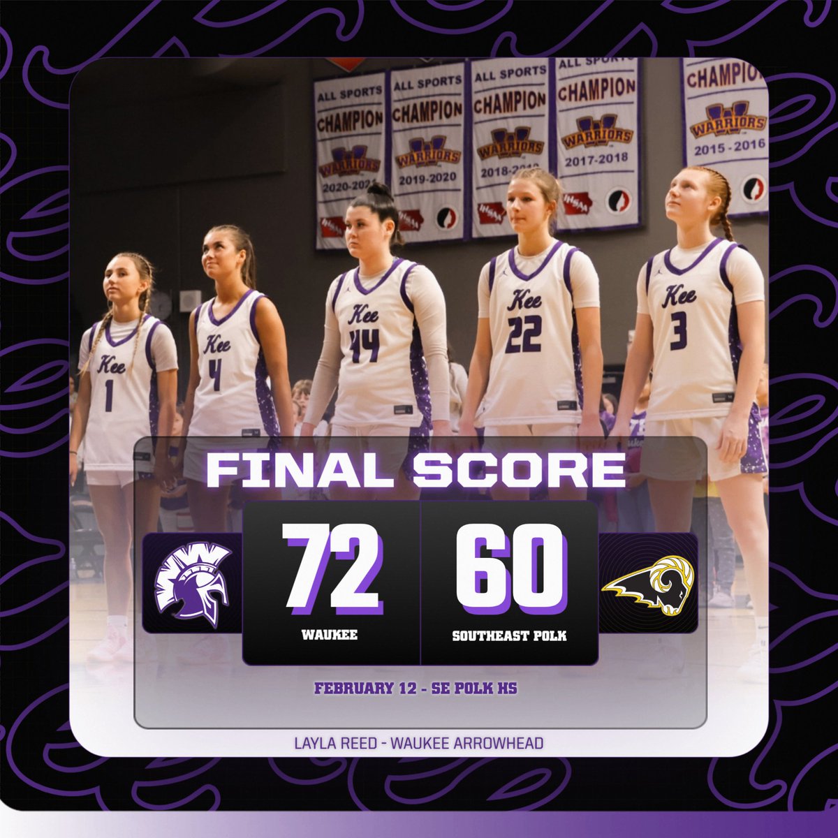 waukee_warriors's tweet photo. Waukee girls and boys basketball teams pick up wins at Southeast Polk tonight. 🏀
Girls 72-60
Boys 58-48
Next: Tomorrow, 2/13 @ Valley
#GoWarriors https://t.co/VmrBYgrDhE