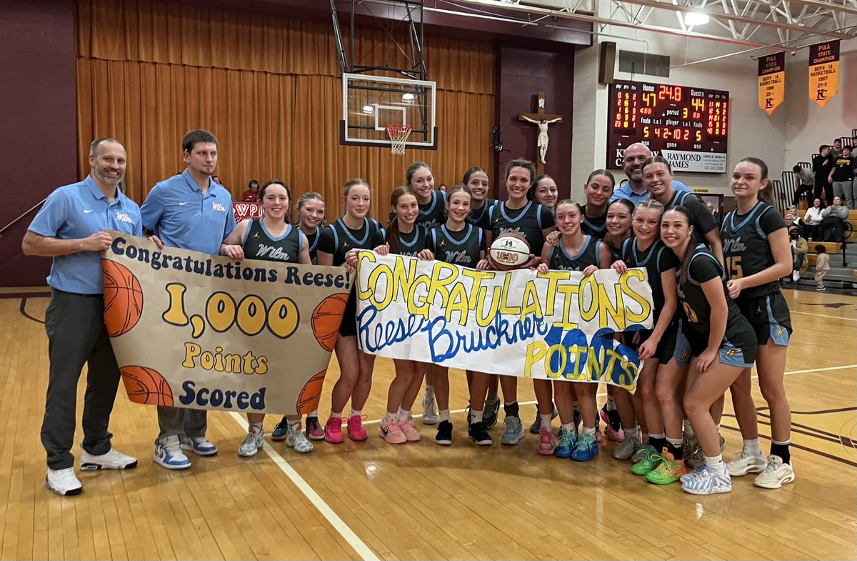 BobGreenburg's tweet photo. Congratulations to Wilmington standout Reese Bruckner on scoring her 1000th point tonight! @reesebruckner @WilmingtonGBB https://t.co/fJCzICNmbd