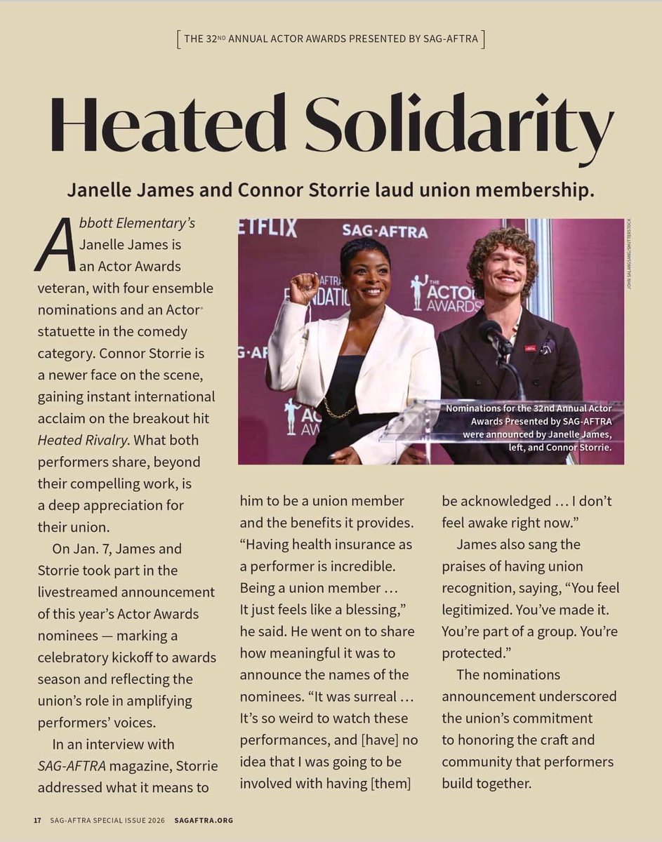 TConnorStorrie's tweet image. Connor Storrie featuring in The chapter of The 32ND Annual ACTOR AWARDS viewer guide in SAG-AFTRA DIGITAL SPECIAL Issue 2026. He will also attend The 32ND Annual ACTOR AWARDS presented by SAG-AFTRA

⏰Clock the date

SUNDAY, March 1, 2026
LIVE ON NETFLIX
#connorstorrie #sagaftra