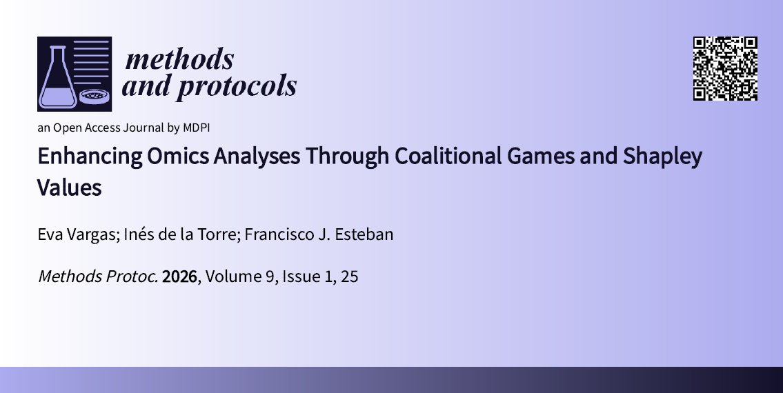 MPs_MDPI's tweet photo. #newpaper
🚀Enhancing Omics Analyses Through Coalitional Games and Shapley Values
👥Francisco J. Esteban et al.
👉https://t.co/TtxxuG4GxE
#coalitionalgames #gametheory #omics #systemsbiology #dataanalysis #Shapleyvalues #datasets #statisticalmethods #precisionmedicine https://t.co/Pq3Zf0cgFq