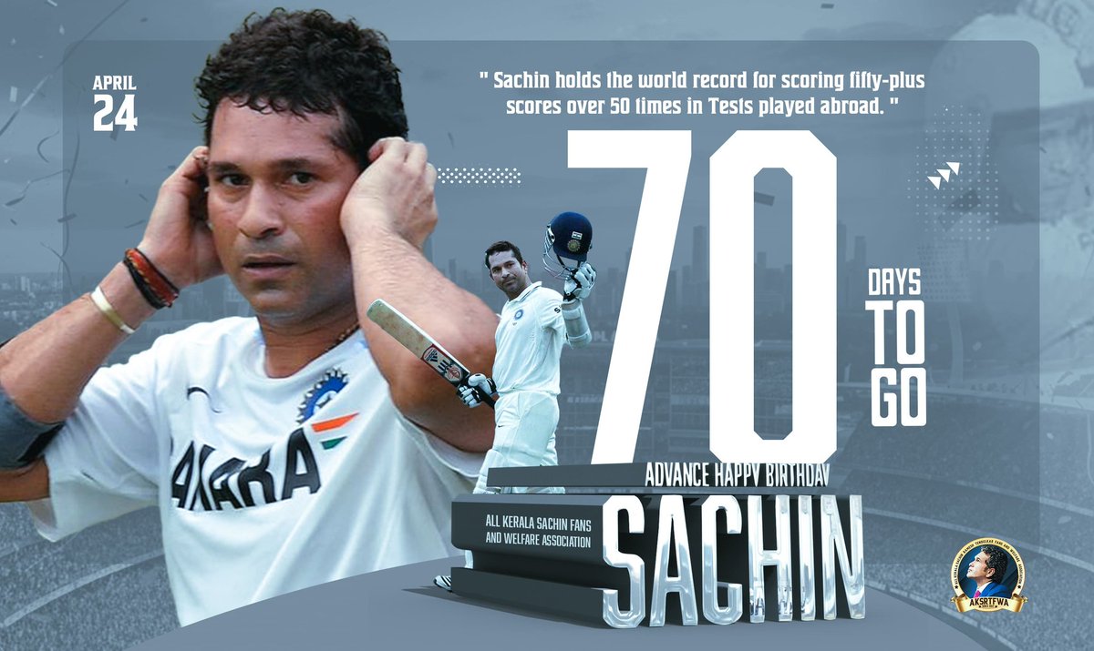 SachinArmyKera2's tweet photo. The King of Overseas Territories! 👑🌍
Sachin Tendulkar holds the World Record for scoring 50+ runs over 50 times in Test matches played outside India! 🏟️💯
No matter the conditions, the Master was always in command. 🇮🇳🙌
⏳ 70 Days To Go!
#70daystogo #sachintendulkar https://t.co/KOIXN2AjxY