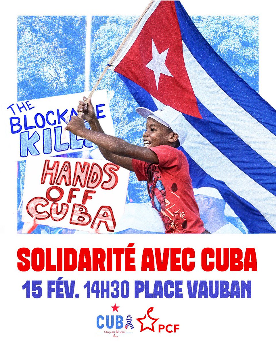 🇫🇷 Convocatorias este fin de semana en #Francia para exigir el fin del bloqueo contra #Cuba y rechazar la agresión imperialista.

📆 Sábado 14 febrero: Toulouse, Valenciennes, Bordeaux, Le Havre. 
📆 Domingo 15 febrero: París, Auxerre.

<a href="/EmbaCubaFrancia/">Ambassade de Cuba en France</a> 
#CubaNoEstáSola #ICAPCuba