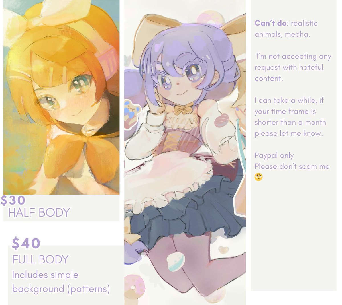 urumugu's tweet photo. Hii I will be doing these until early May! Please dm first for any questions🌸
Terms are attached in the thread below 🙇 https://t.co/SvJW51sdqP
