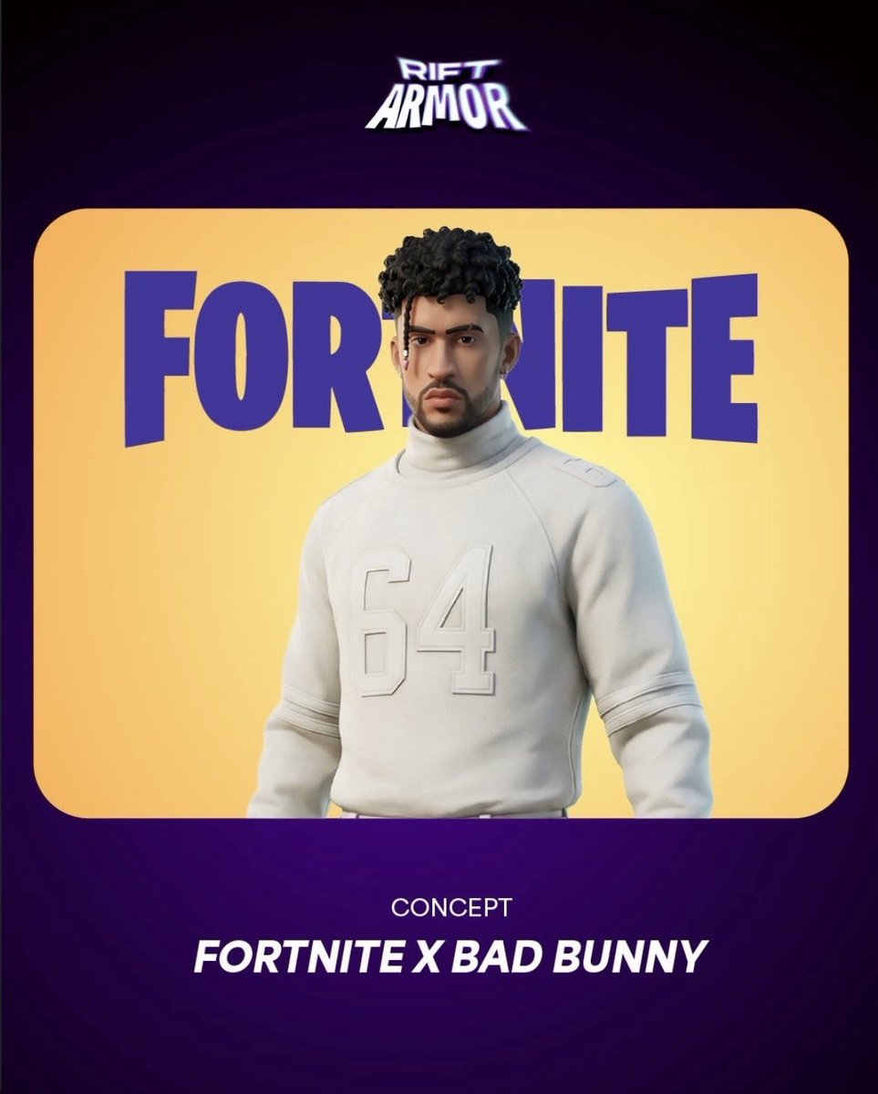 FNBRLeaks's tweet photo. Fortnite x Bad Bunny concept 👀

You buying? 

(Via: @RiftArmor) https://t.co/SWxSUicaJm