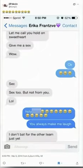 ai_qube_fr's tweet image. 🔥Erika #Kirk a envoyé des textos à caractère sexuelle à une gamine de 15 ans l'incitant (sans l'accord de ses parents) à rejoindre un homme pour se faire prendre en photo (!)
#Candace a contacté la jeune fille qui a maintenant 27 ans et qui confirme ces faits! #Erika travaillait…