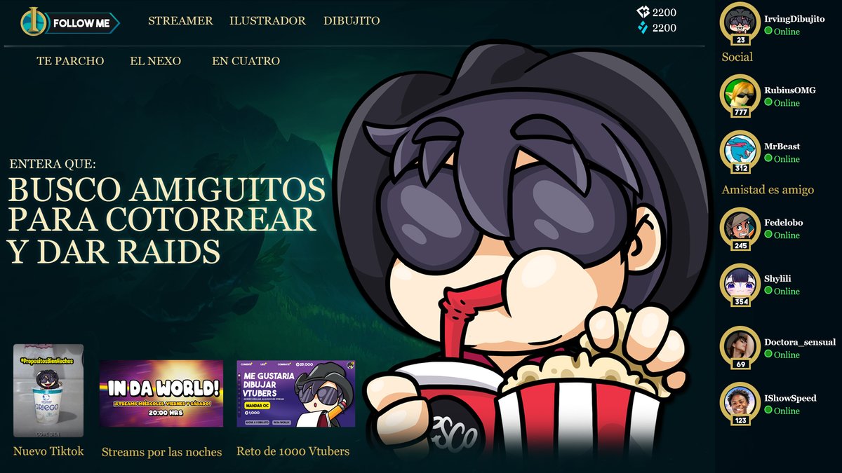 Aprovecho para decirles que ya comenzamos con el lolcito, voy para los torneos a nivel mundial y ando subiendo de rango en LOL.