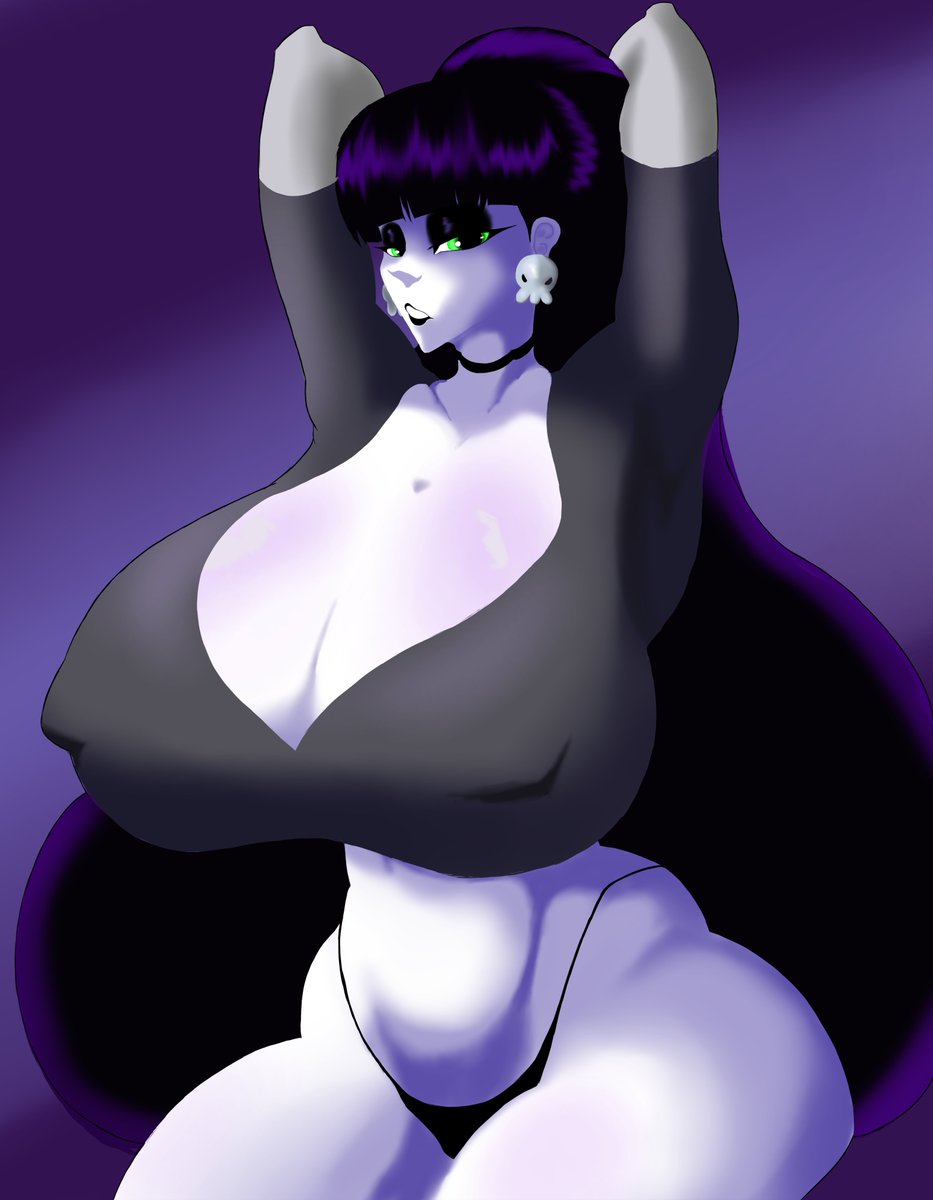 Finished piece, finally.
This Stunning and Beautiful goth girl, Lindel Docile Queen, belongs to an awesome artist, named <a href="/AtomicKingBoo/">AtomicKingBoo 🔞</a> 
Made her because i love big goth women.