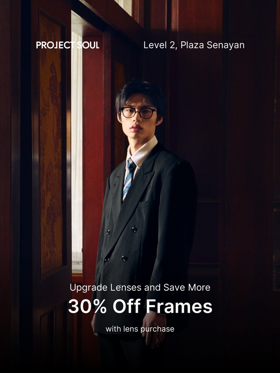 Love, luck, and a clearer view ahead.

Step into the Year of Good Fortune with 30% OFF Frame with Lens purchase 🧧✨

Visit Project Soul Plaza Senayan, Level 2.

#WhatsOnPlazaSenayan #PlazaSenayan #ProjectSoul