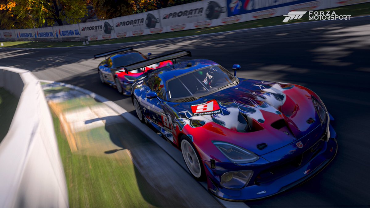 TarryJupiter471's tweet photo. A Viper with red, white and blue flames and stars dubbed the “Freedom Viper” #Forza #ForzaMotorsport #VirtualPhotography #Viper https://t.co/1Cm0klCF1c