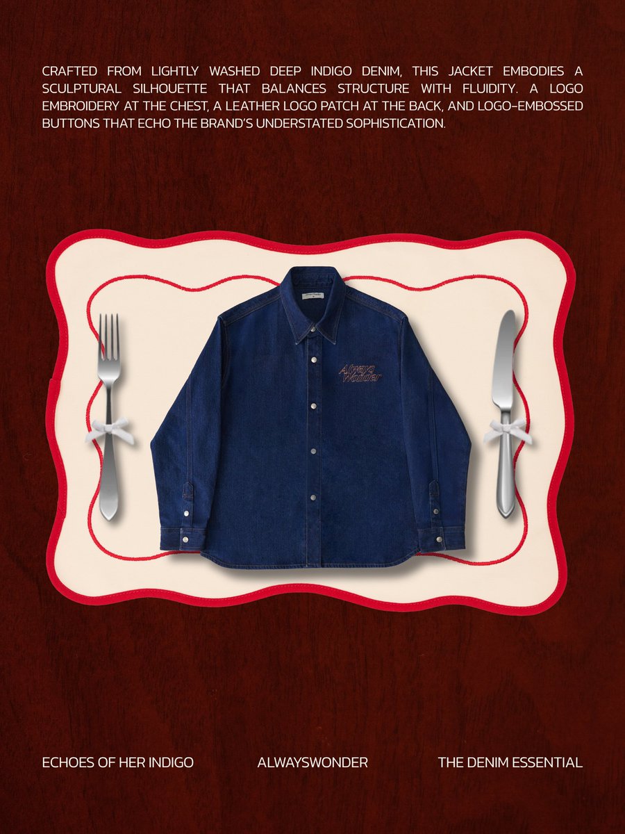 AlwayswonderCo's tweet photo. Sculpture Form Denim Jacket. Ready to be served.
Get yours NOW on:
🌐 Website: https://t.co/DuAYwXQD92
🔗 LINE Shopping: https://t.co/5YiRZYIw9d
#EchoesOfHerIndigo #AlwaysWonder #TheDenimEssential https://t.co/RPevwEqgit
