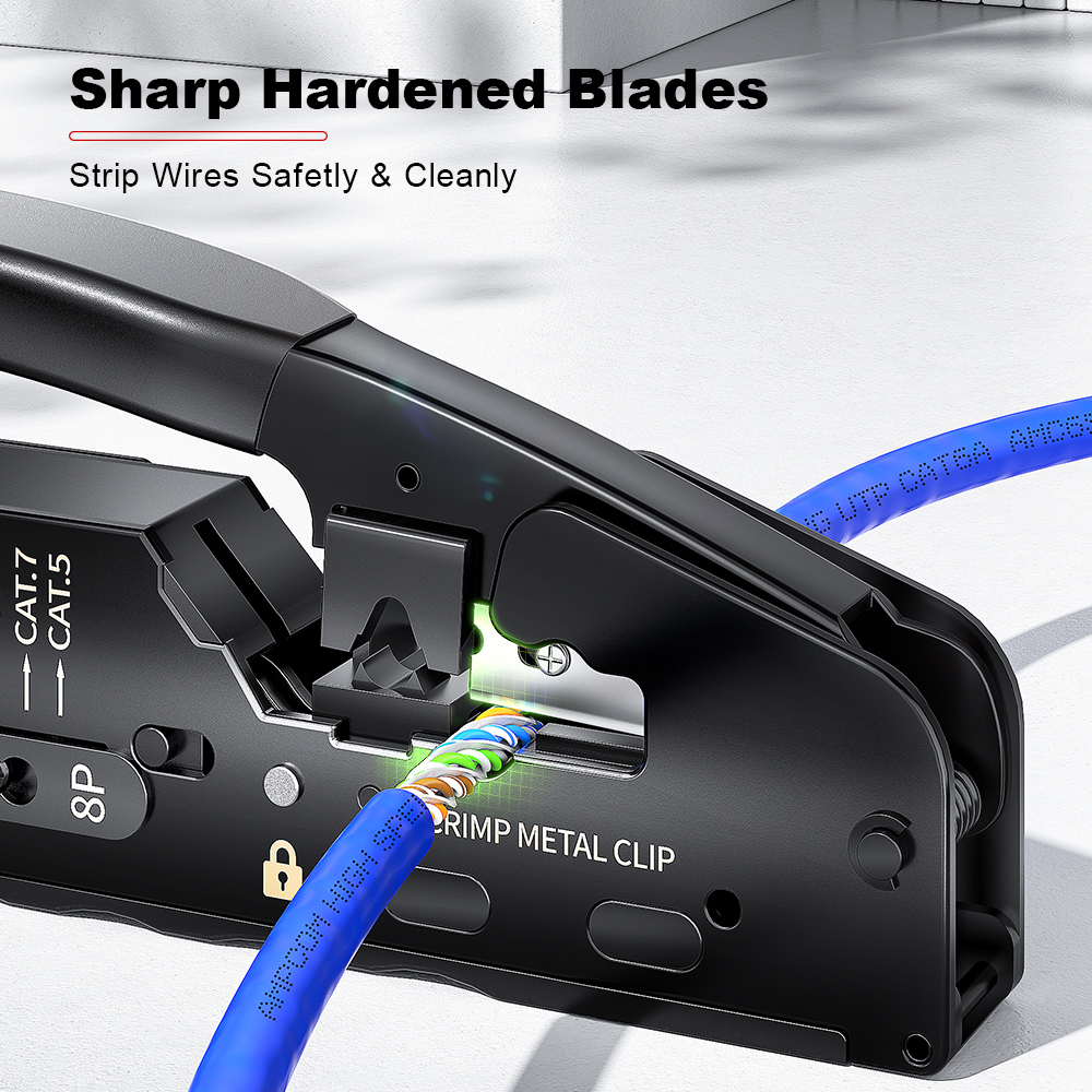ampcom_official's tweet photo. All-in-One Crimping Tool. ⚡
Perfect for Cat5, 6, 7, and 8 cables.
Crimp 8P/6P, latch clips, and pass-through connectors. 🔧
Heat-treated blades for smooth, clean cuts. ✂️
High-carbon steel, impact-resistant and rust-proof. 🛠️
#CrimpingTool #NetworkTool #Ethernet #ampcom https://t.co/UXxPAUfJrU