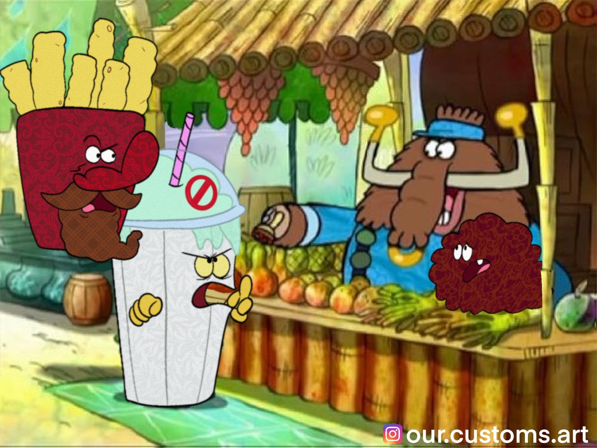 This #fusionfriday we see shake has gotten himself banned from the stand after giving some disparaging words to gazpacho. Meatwad is just wondering why they sound the same 
#athf #chowder #danasnyder #gazpacho