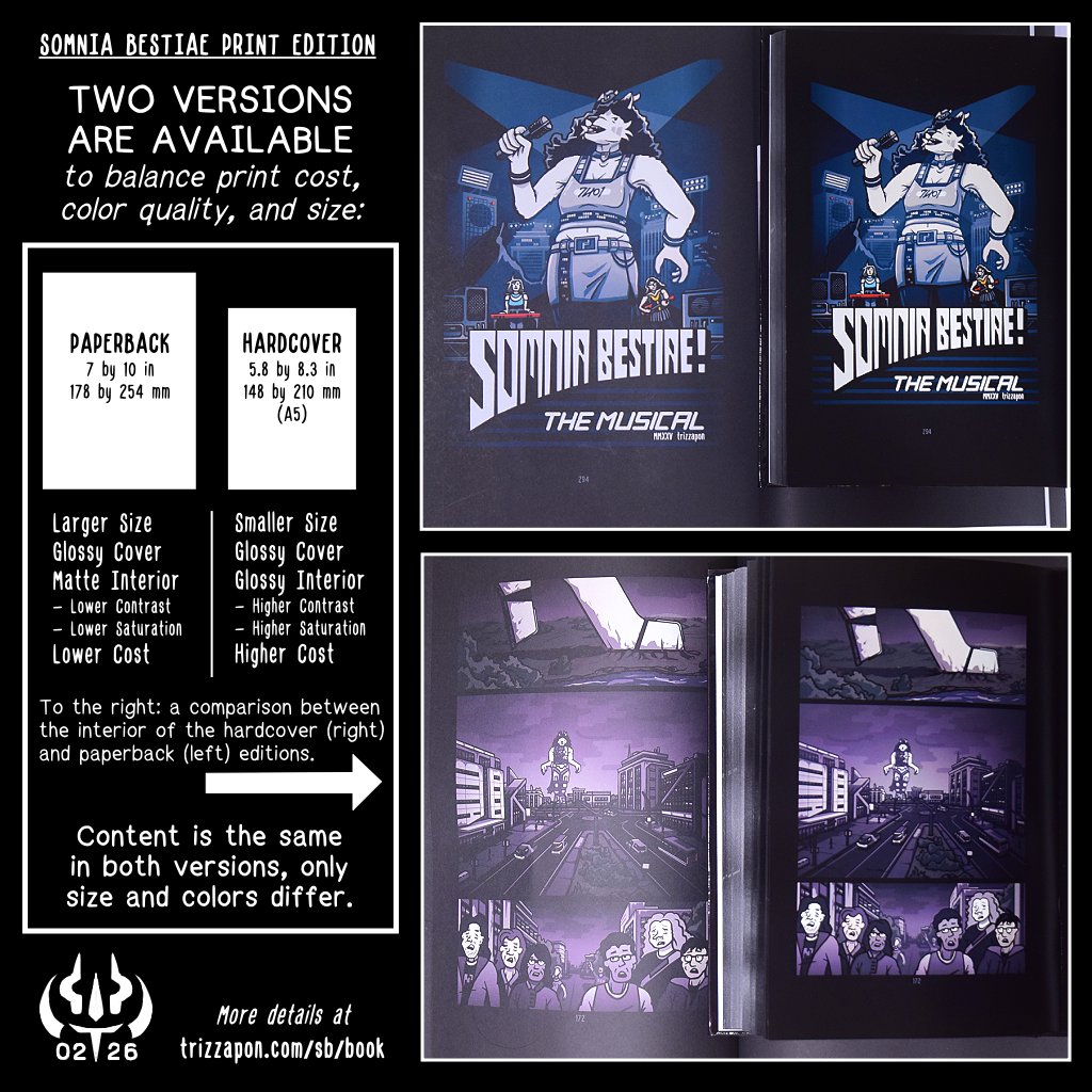 trizzapon's tweet photo. Big announcement!! It's a book!! Now you too can have a physical copy of Somnia Bestiae if that's something you want. It even has 50 extra bonus pages! Wow! Now I can finally rest!

For more details: https://t.co/JAsG9Xw3DZ
#somniabestiae #graphicnovel https://t.co/LpAU6XIYGN