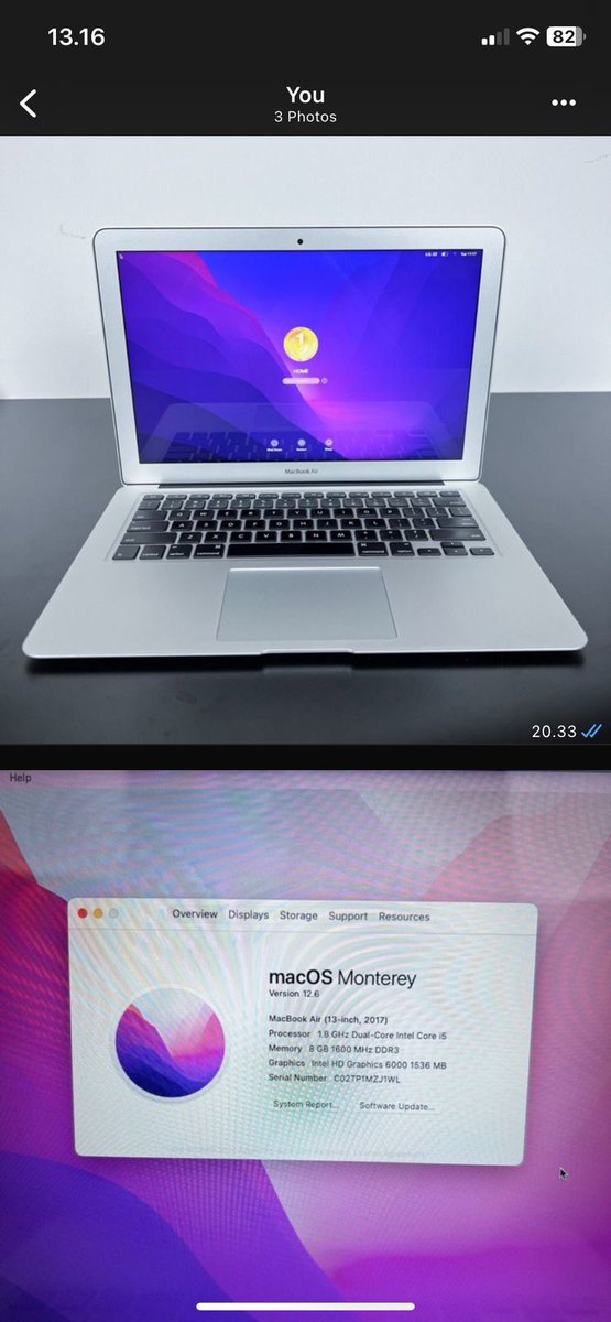 Godismybos's tweet image. Wts macbook 

•Nama Barang: Macbook Air 13inch 2017
•Keterangan:
MacOs Monterey, RAM 8GB, Storage 128SSD, Intel Core i5
•Minus : Kuat tanpa charger 4-5jam
•HB : 6,5jt
•HJ : 4,2t negotiable
•Alasan: sudah ganti device 
•Lokasi : Cimahi Utara

#jualmacbook #jualmac