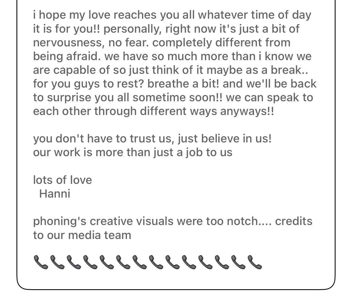 juantokki's tweet image. 241128 Hanni Phoning calendar update

love u phoning ❤️ forever and always will

📞📞📞📞📞📞📞📞📞📞📞📞📞📞📞

Today will likely be the last Phoning update…

There’s so much I want to say, but I’ll make sure to share it when I feel ready to! In the meantime, as I’ve always…