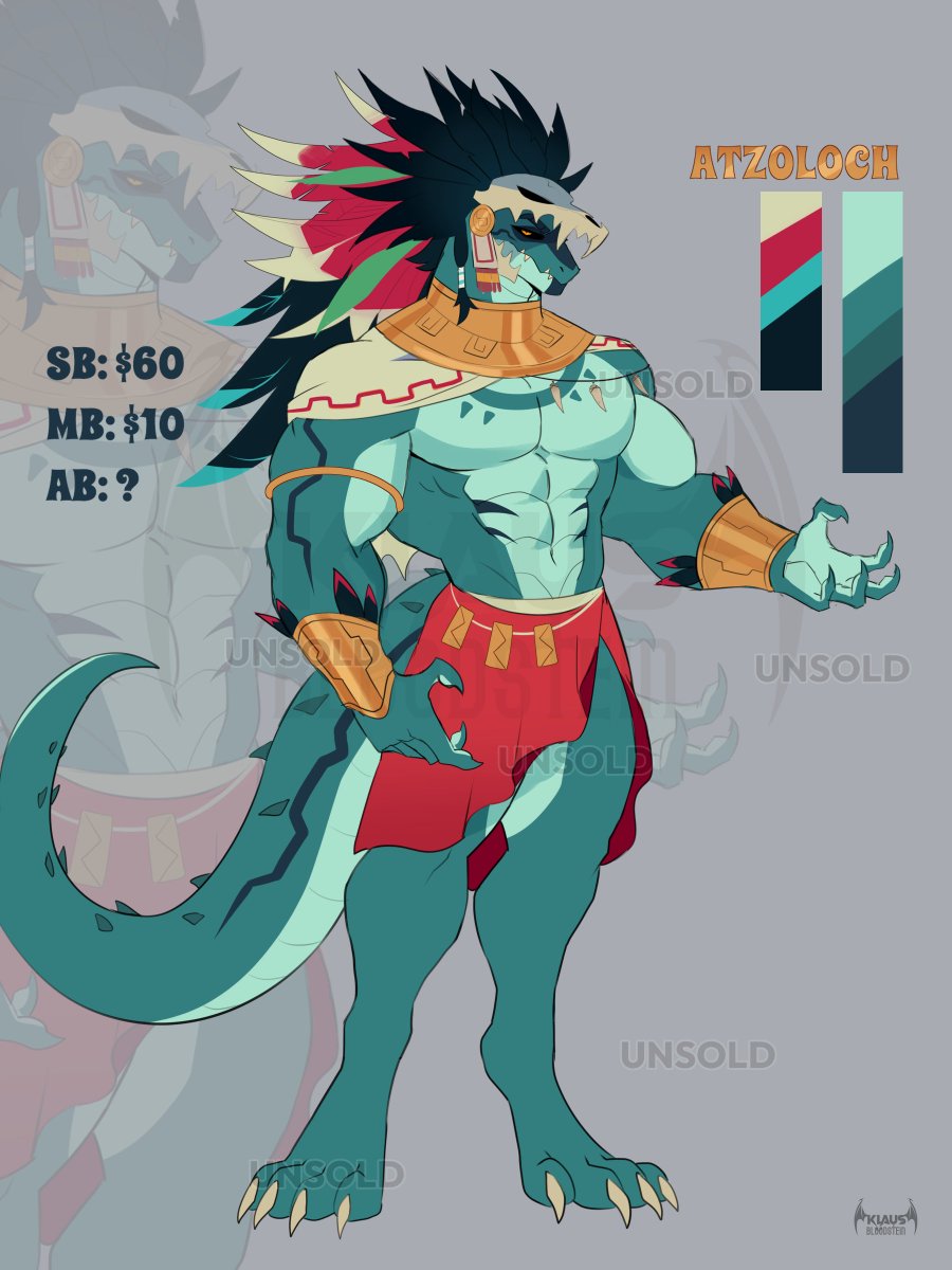 ADOPTABLE OPEN FOR AUCTION: 
Atzoloch 
SB: $60 
MB: $10 
AB: ? 
----------------------------------------- 
- Bids bellow or priv 
- Pls comment bellow the last bid 
- Only Paypal 
⚠️READ PLS: IF YOU GET A MESSAGE FROM ME VERIFY IF IT'S MY PROFILE