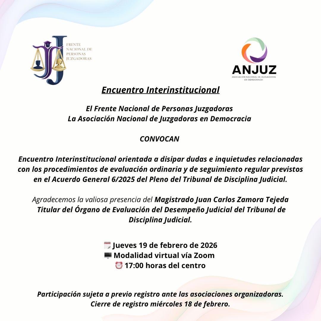 anjuz_mx's tweet photo. Acompáñanos en este espacio diseñado para aclarar dudas e inquietudes sobre los procedimientos de evaluación ordinaria y seguimiento regular previstos en el Acuerdo General 6/2025 del Pleno del Tribunal de
Disciplina Judicial.
✅ Cierre de registro: Miércoles 18 de febrero. https://t.co/NwVCHK1S2d