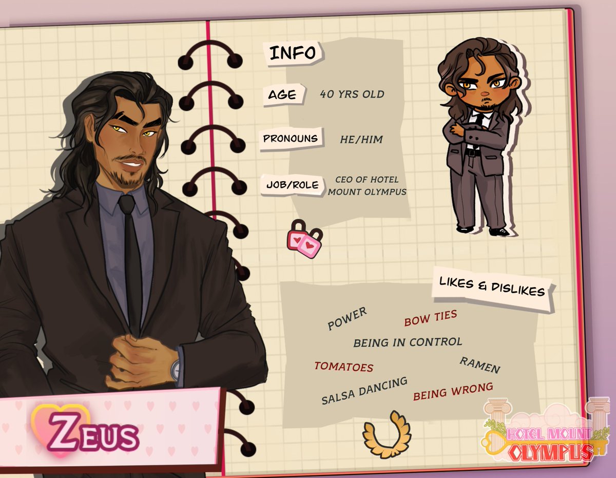HMOlympus's tweet photo. 1 days left until the release of #HotelMountOlympus Demo, here to welcome us is Zeus!✨ #VisualNovel #GameDev #Devlog #IndieGame #GreekMythology #HMO https://t.co/j6AKDaHuUF