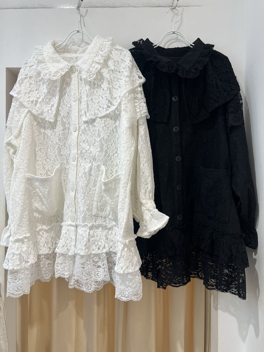 ▷新作情報 レースケープジャケット オフホワイト/ブラック ¥16,500