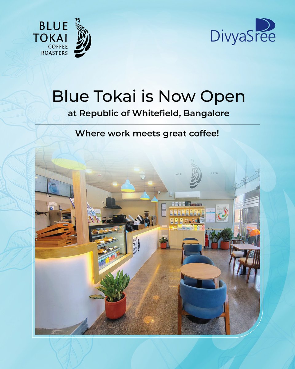 DivyaSreeGroup's tweet photo. @BlueTokaiCoffee is now open at Republic of Whitefield, Bangalore.
The rumours are true!
Your calendar just found its favourite slot.
Meet you at the coffee counter?
#divyasree #bangalore #whitefield #RepublicOfWhitefield #newplacealert https://t.co/un6Iwxdq8d
