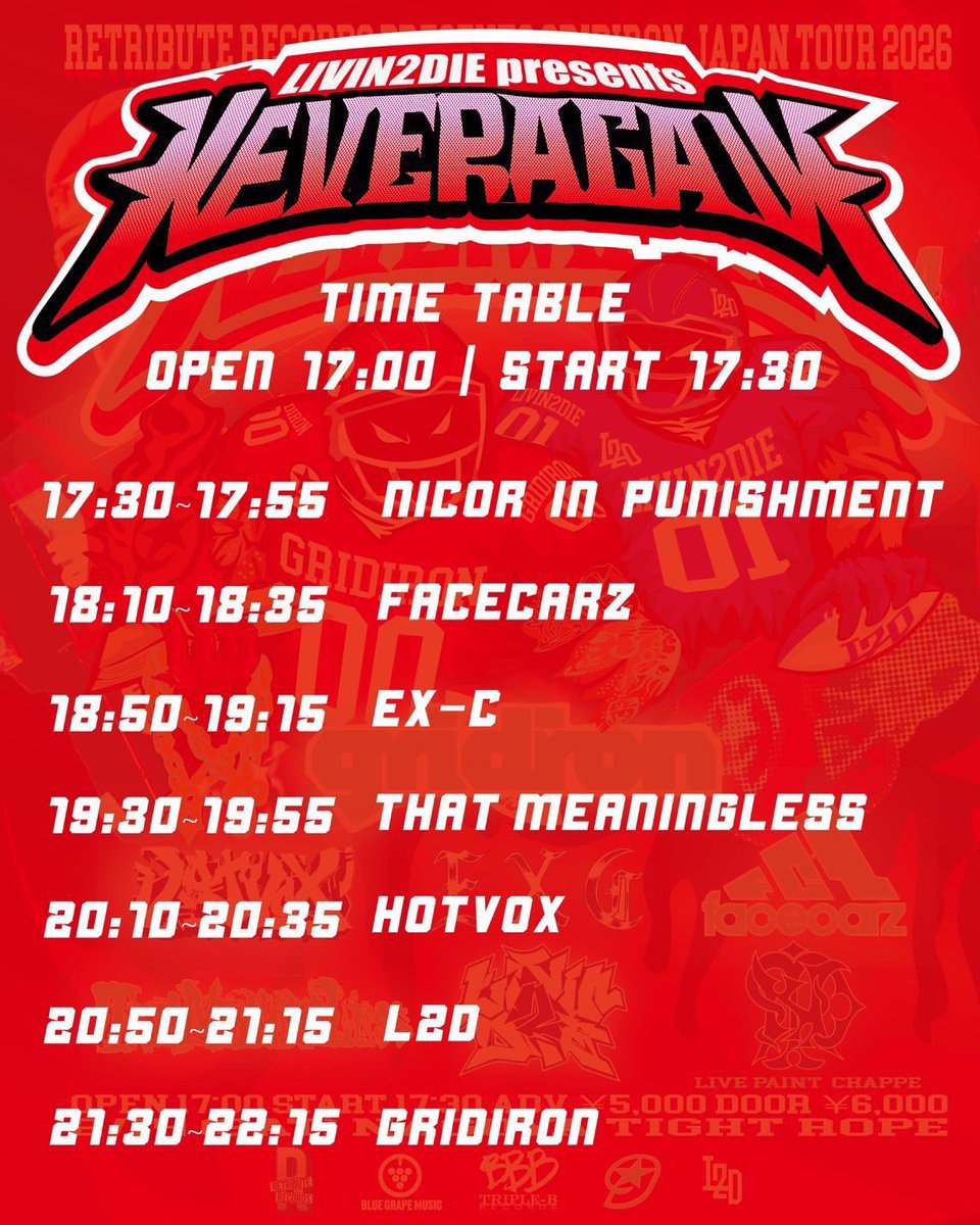 RETRIBUTION178's tweet photo. 今週土曜GRIDIRON名古屋場所は@livin2die_hc と手を組んでの"NEVER AGAIN" このツアーのハイライトの一つになるでしょう🏈 @chappe7771 も参戦してくれます！ラインナップも各地から集結し熱いShowになるでしょう！チケットは出演バンド、eplusは🔻
https://t.co/tX1Pe5iMrB https://t.co/HrfVquXjGZ