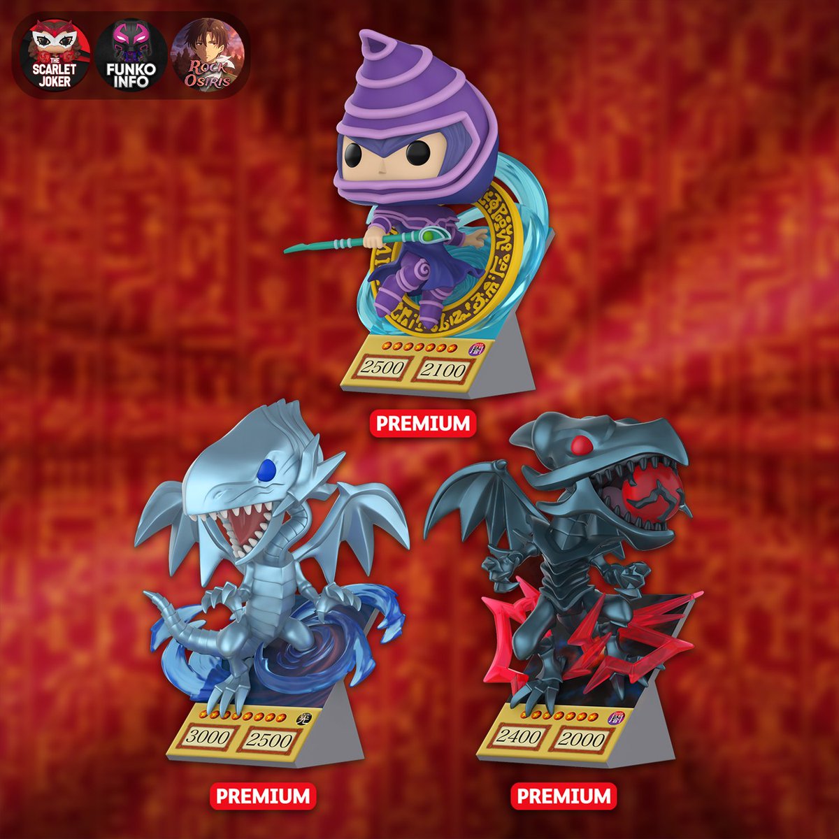 ScarletJokerTWT's tweet photo. First look at new Yu-Gi-Oh Pop Premiums! Available for pre-order on Friday at 9 AM PT!

Entertainment Earth: https://t.co/EiASopezVC
Amazon: https://t.co/Dw9hreJE0g

#Ad #Funko #FunkoPop #YuGiOh #YGO #Anime https://t.co/HsWZaeMS1z