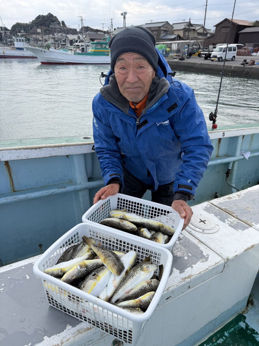 chofuku_daisuke's tweet photo. 【速報】
フグ船最終釣果４０〜８０匹🐡
ＴＯＰは定量達成‼️

後半入れ掛かりタイムで水深が浅いので数が爆伸びしました🙌🏼

土・日もフグ船出船確定しています👍
浅場なので凪のうちに是非🙋🏻‍♂️
#長福丸 #いすみ市 #大原港 #フグ #ショウサイフグ #定量達成 #フグ釣り #爆釣 #入れ掛かり https://t.co/WYzdtGGLXt