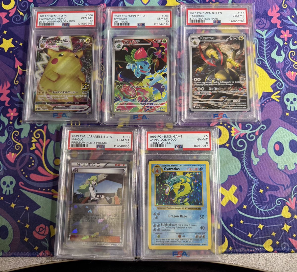 random pile of slabs sitting on my desk, GO!!!

shadowless gary 225
N 285
haxorus 160
ivysaur 60
chonkachu 90

why are these on my desk