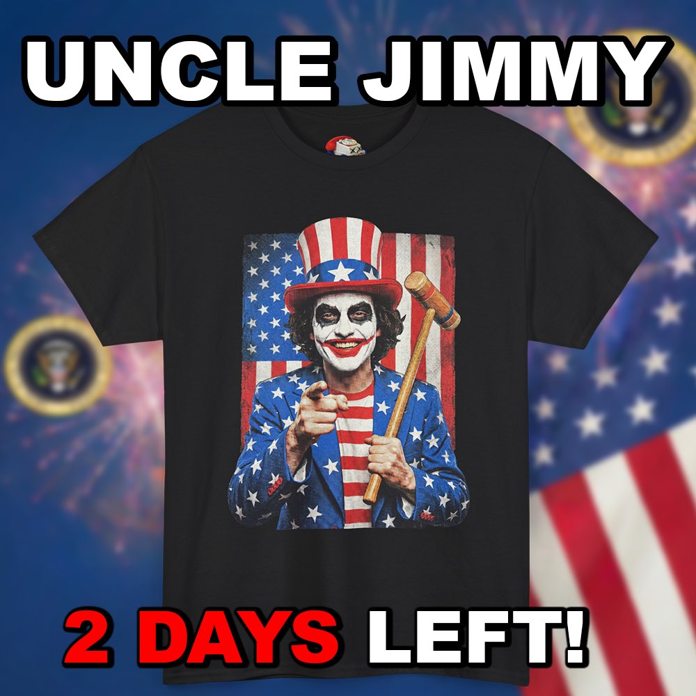 In two days the uncle Jimmy shirt will be removed from the shopify store
Link in bio