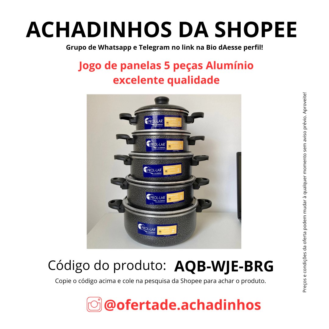 oachadinho's tweet photo. Link 👉🏻 https://t.co/FJ7isp9Zv5 • Jogo de panelas 5 peças Alumínio excelente qualidade

R$ 99,90 

Grupos e Redes Sociais 
https://t.co/E2y4PkdT8U

Cartão do Mercado Pago
https://t.co/3miEUAzlL8

#jogodepanelas #panelasdealuminio #panelas #cozinha #utensiliosdomesticos #BBBB26 https://t.co/RVSIXMpFK3