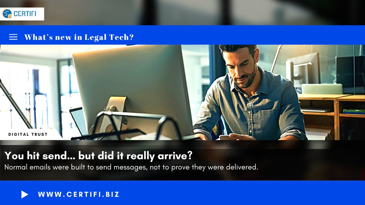 certificcs's tweet photo. Normal emails aren’t built for proof. CERTIFI is.
Start sending with certainty today.

Sign up: https://t.co/o4Qqt6nVqq
#CERTIFI #LegalTech #DigitalIndia https://t.co/mi2TdbwRDu