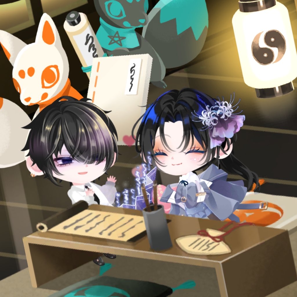 obr_boro's tweet photo. 冥官と奥さんを作ったらチョコ渡してて世界はそれを愛と呼ぶんだぜ https://t.co/6osywa05Gc