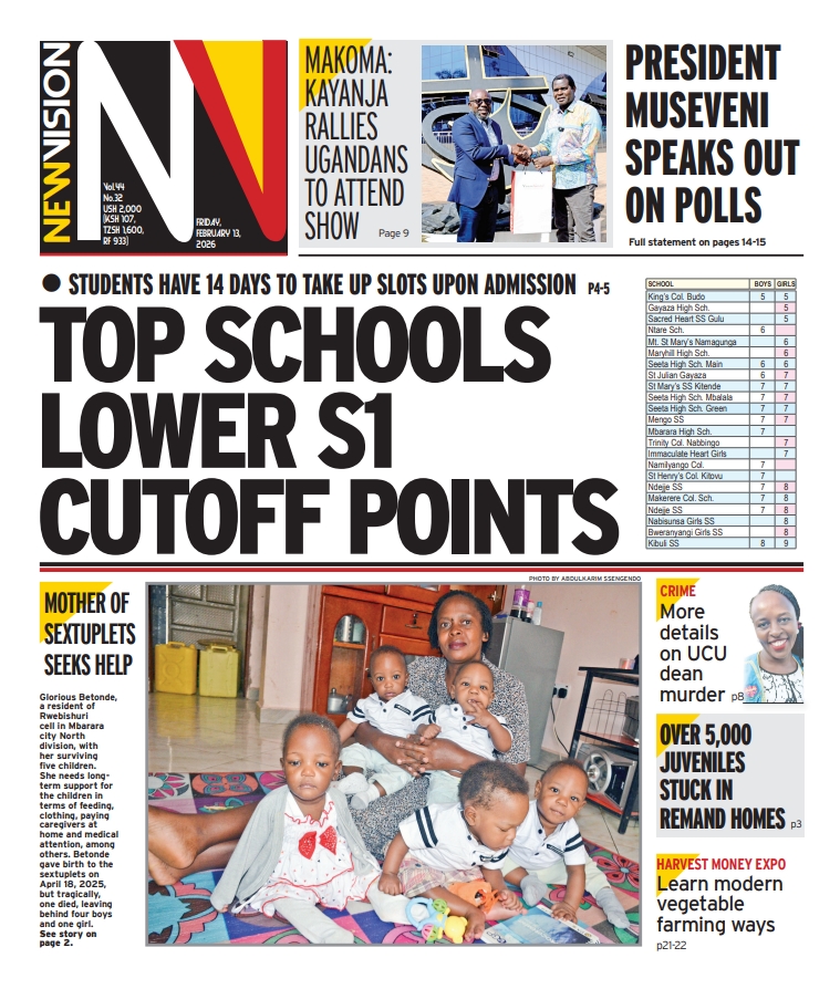 The New Vision – Friday Edition 📰 Top schools lower S.1 cut-off points ...