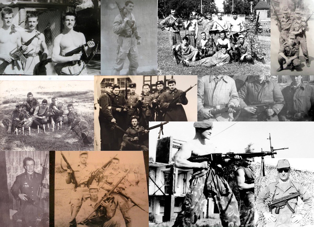 officer_bell's tweet photo. Soviets posing with Western guns compilation:
Includes:
- M16 and its variants (also CAR-15)
- M1928A1
- Browning M1919(A6?)
- G3 (prob Pakistani)
- MP5A3
- MG-42
- UZI
- L1A1
- Lee-Enfield
- Carl Gustaf m/45
ak_info_ru https://t.co/O2Bt2Rfvo5