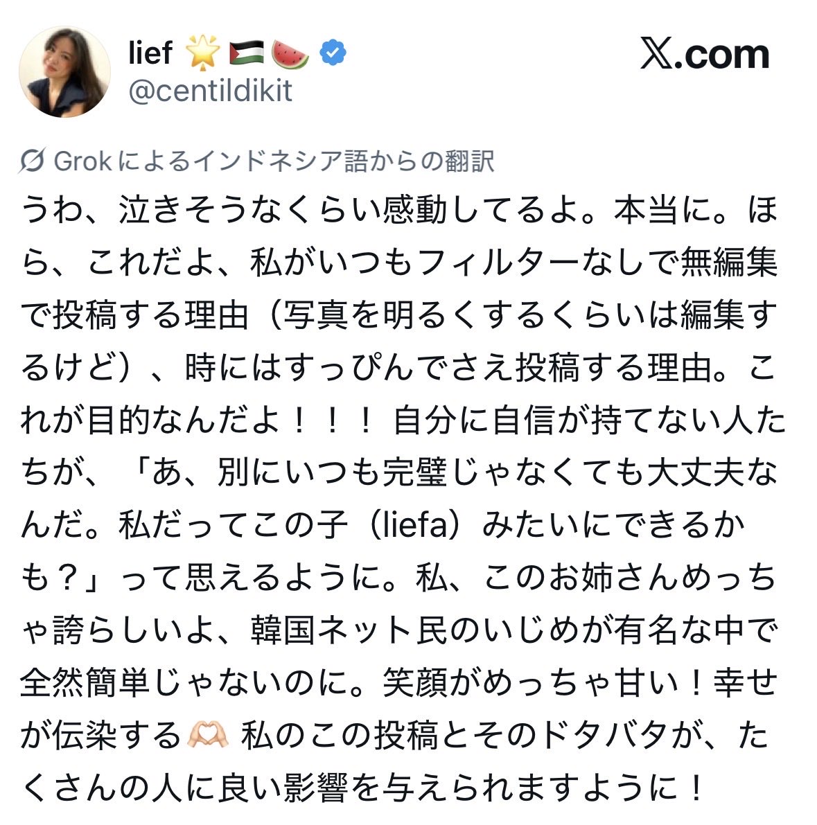 ここ数日、韓国人と東南アジア人が容姿で争っているけれど、東南アジア人の勝ちだな。生まれ持った顔やありのままの自分に自信を持って堂々と笑顔でいられる自己肯定感の高さや多幸感があるから。それが真に美しい姿だよ。（韓国はルッキズム酷い整形大国でイジメも多く自殺率一位）
