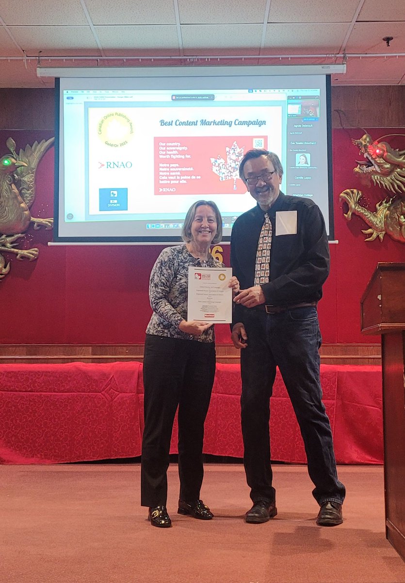 marionzych's tweet photo. I had the honour of accepting the gold prize for best content marketing campaign on behalf of @RNAO at this year's #COPAwards. Congratulations team RNAO! 👏👏👏 @LhamoDolkar2023 @SueLeBeau1
@ClaudetteHollow @DorisGrinspun @MorganHoffarth @JanetCheeRNAO @Julia__Fine @NaikShanoja https://t.co/sT0ct5Zw8E