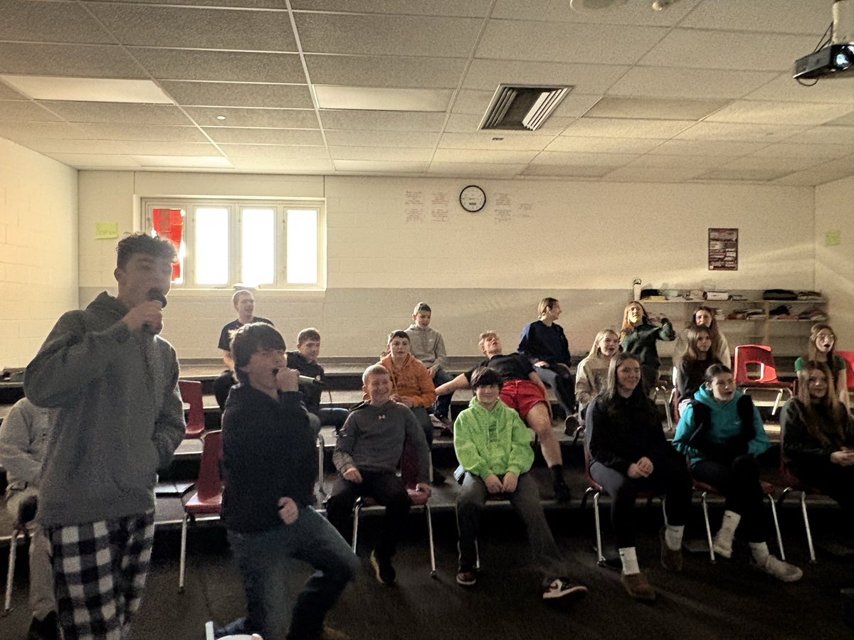 Taking a break from our daily concert preparation and enjoying a Karaoke Day in 8th Grade Choir!